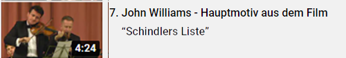 7. John Williams - Hauptmotiv aus dem Film “Schindlers Liste” - CAMERATA POLONIA feat Roman WIDASZEK