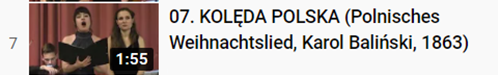 07. KOLĘDA POLSKA (Polnisches Weihnachtslied, Karol Baliński, 1863)