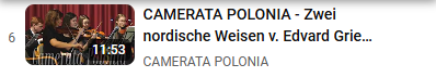 CAMERATA POLONIA - Zwei nordische Weisen v. Edvard Grieg I. Im Volkston, II. Kuhreigen u. Bauerntanz